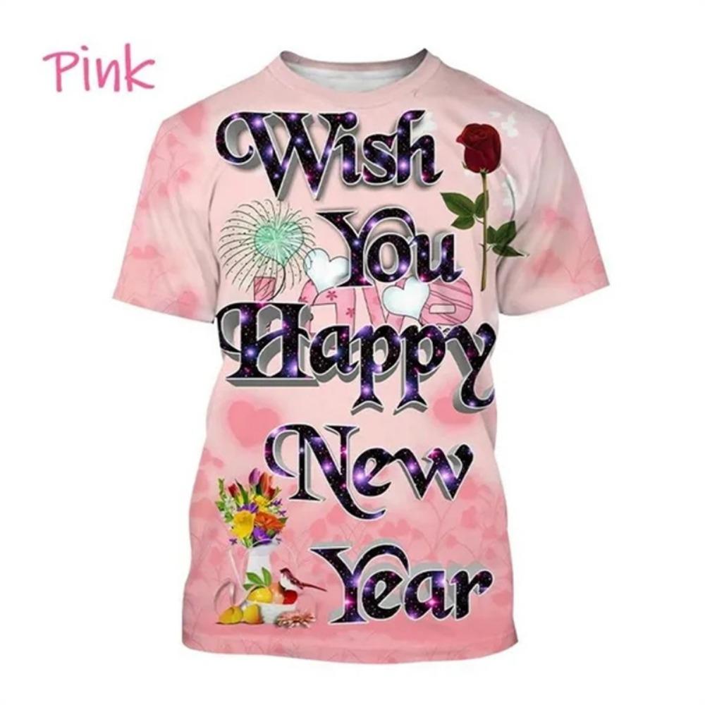 Happy New Year! Hot Selling Men And Women 3D Printed T-Shirt Short Sleeve Fashion Casual Christmas Art T-Shirt Unisex Tops Tees