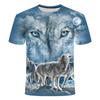 Summer Round Neck Animal Wolf Pattern 3D Print Top Fashionable Casual Short Sleeved Men's T-shirts
