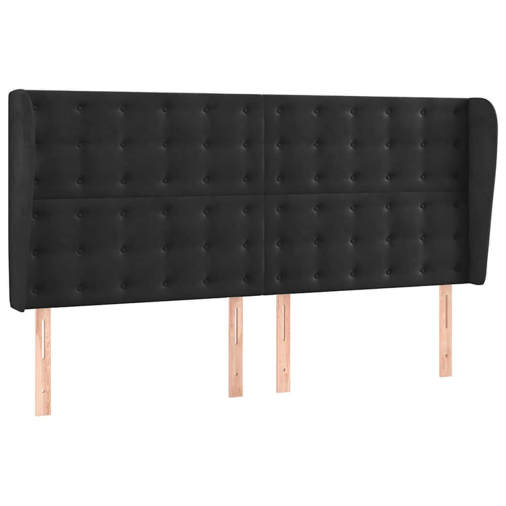 vidaXL Kopfteil mit Ohren Schwarz 203x23x118/128 cm Samt