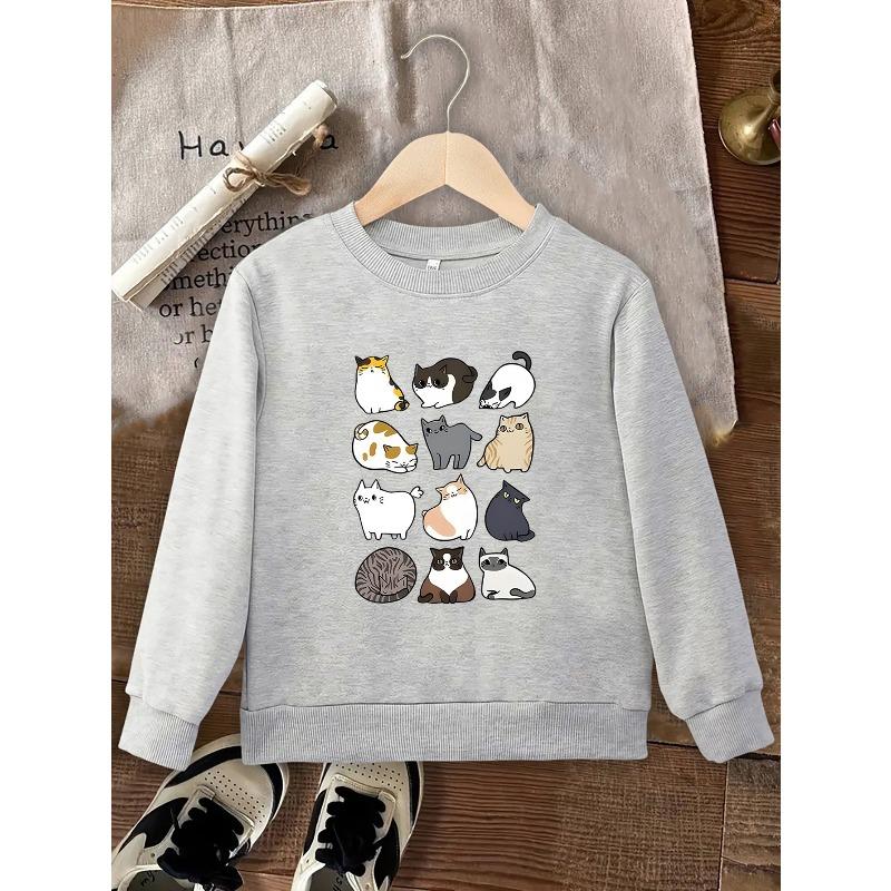 European Sizes Autumn/Winter Kids' Casual Crew Neck Sweatshirt, Fashionable, Comfortable, and Warm, with Fun and Print