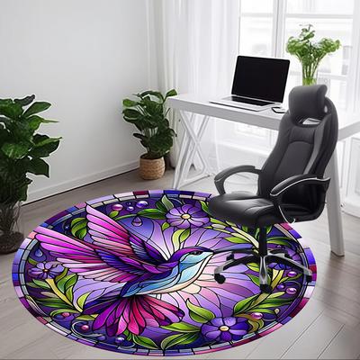 1pc Hummingbird Garden Office Round Area Rug, Under Office Chairs Bedroom Living Room Home Decor, Room Deco