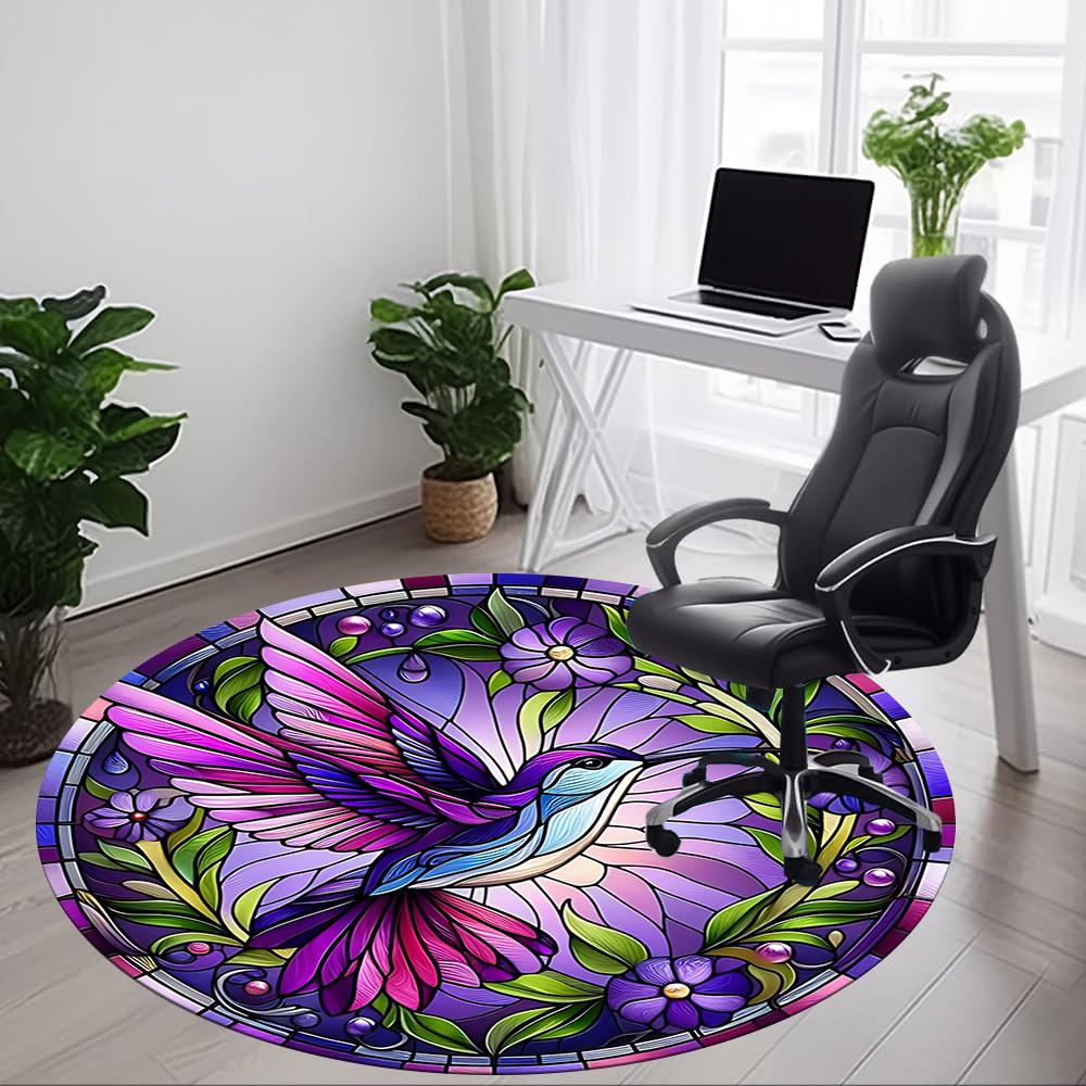 1pc Hummingbird Garden Office Round Area Rug, Under Office Chairs Bedroom Living Room Home Decor, Room Deco