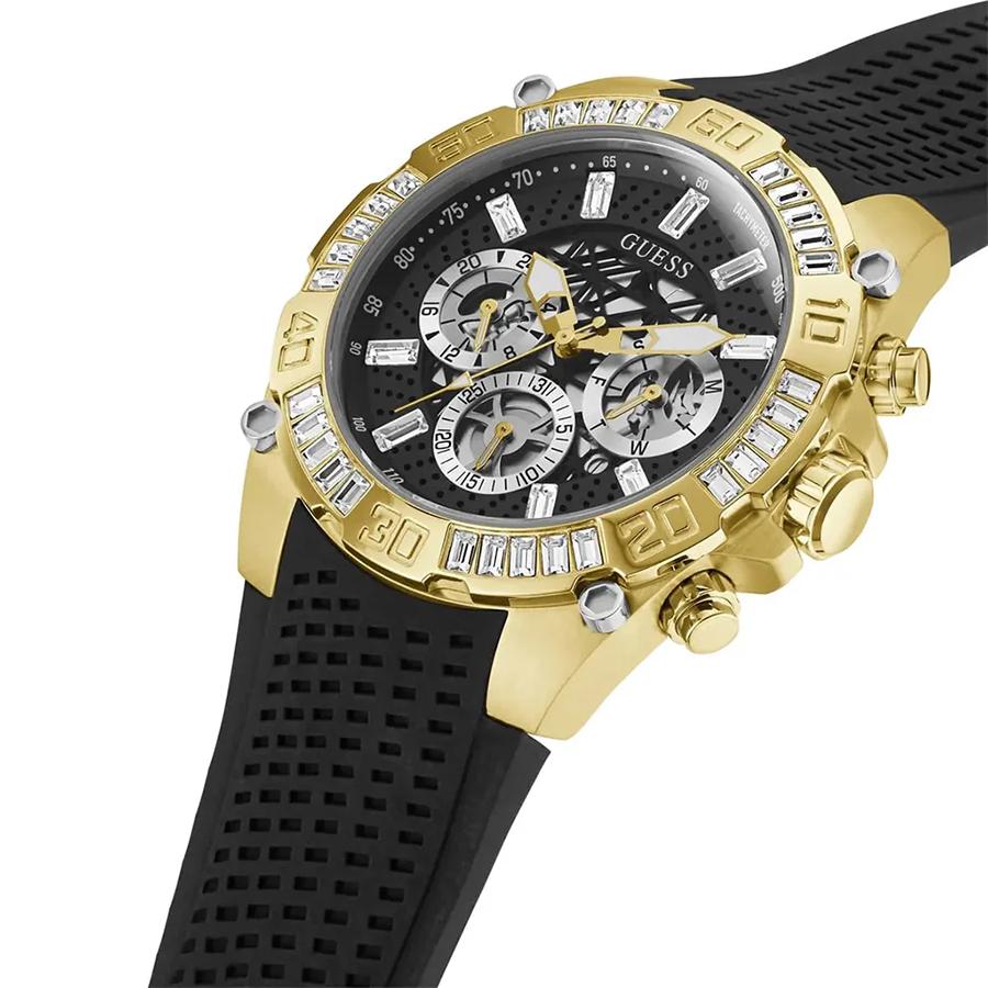 Guess Hodinky Mužské Guess Multifunkčné Quartz Hodinky - Zlatý Nerezový Remienok, Kryštálový Trendy Ciferník, Módne Hodinky pre Mužov