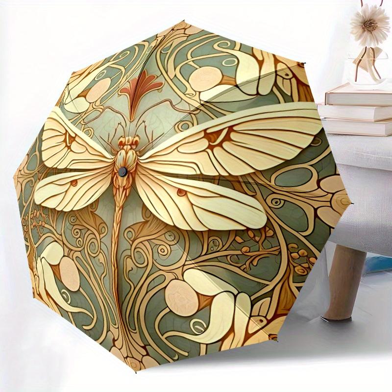 1 szt. Parasol Art Nouveau z motywem motyla, automatycznie otwierany/zamykany, wiatroodporny, funkcjonalny design, wytrzymały czasza z 8 żebrami