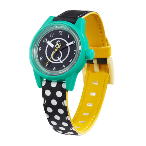 Citizen Cue & Cue Smile Solar Analog Mini Series Watch, Waterproof, Urethane Strap, Polka Dot Pattern, Black, RP01J033