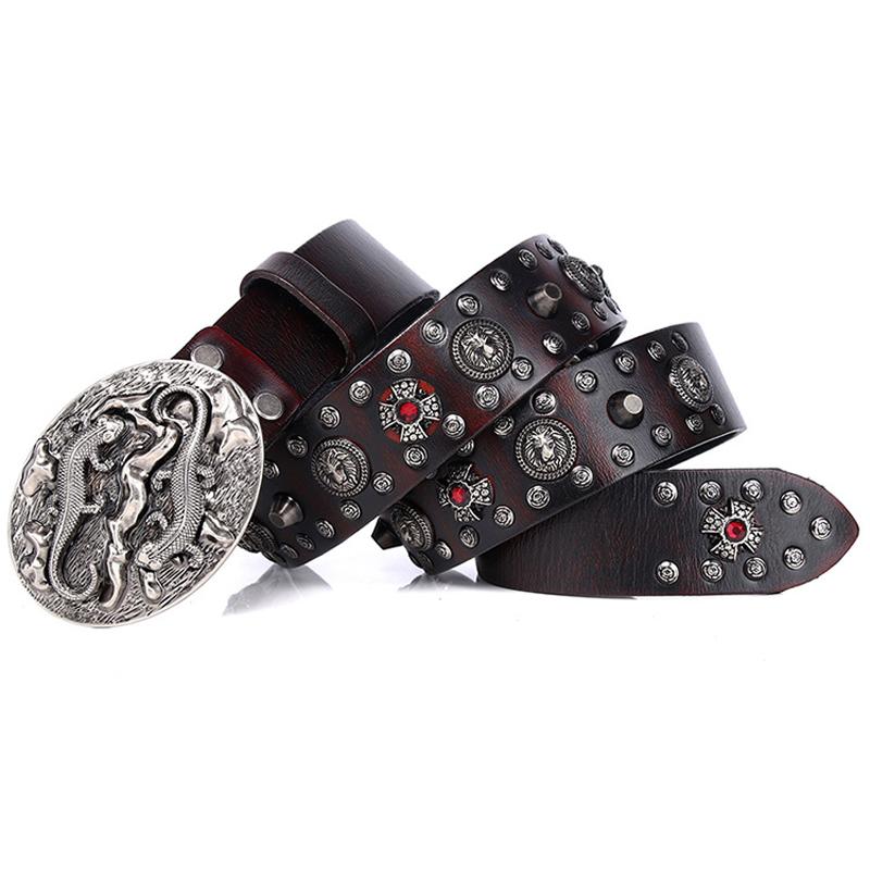 3,8 CM curea cu nituri retro punk cataramă netedă din piele de vacă curea din piele naturală Ceinture homme curea pentru bărbați blugi curea masculină Riem lată