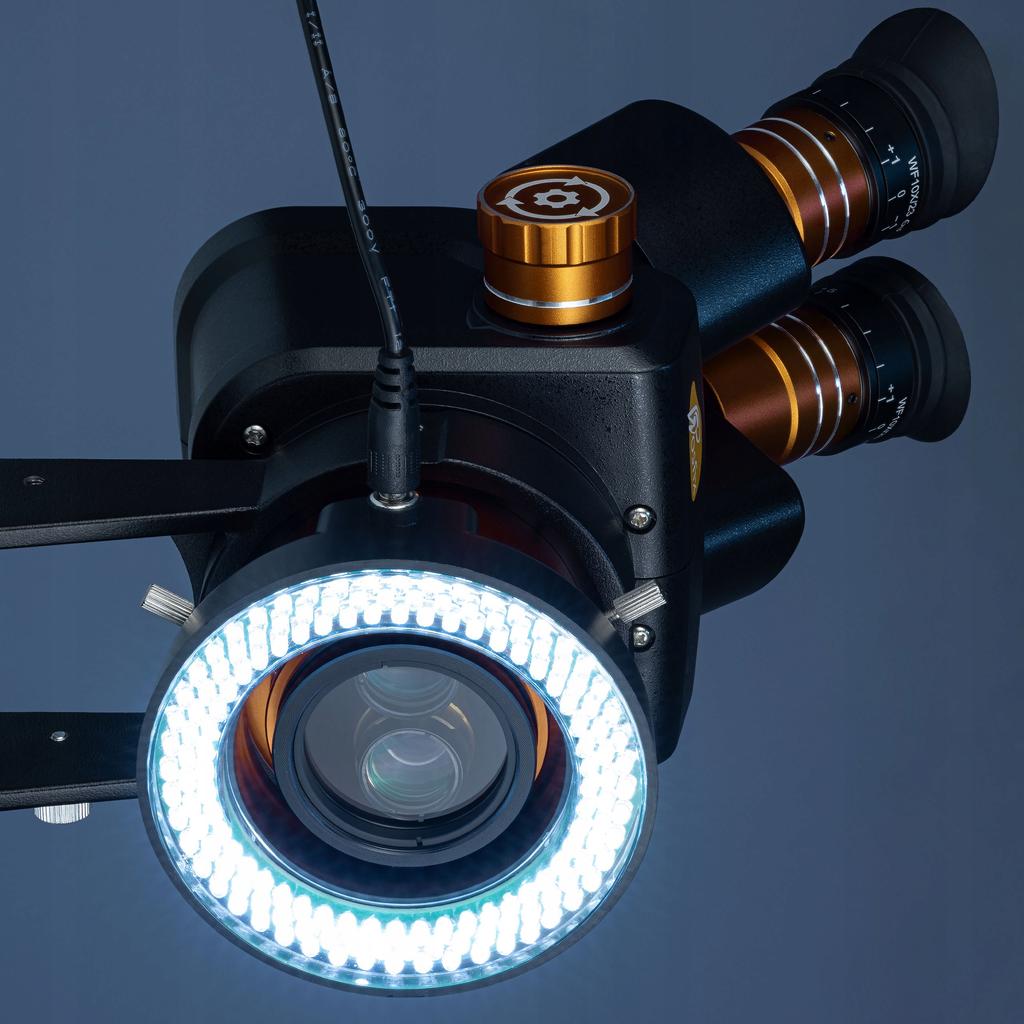 Rosfix Set Microscopio Haumea PRO Serie Nera con Fotocamera 4K – Zoom 6,5–58x | Illuminazione LED 144x | Per SMD, PCB, Educazione