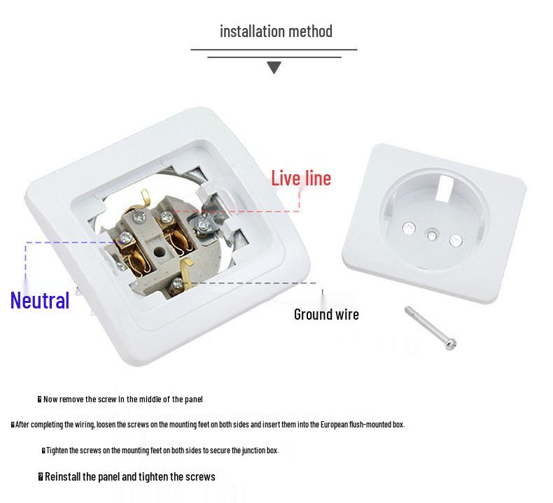 EU Standard German Double Socket: Two-Pin European Grounded Wall Outlet