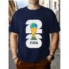 FIFA World Cup Football. Men's Print Short-Sleeve T-Shirt, Trendy Summer Top, Unisex Couple's Round Neck, Comfortable Fit, Essential for Parties