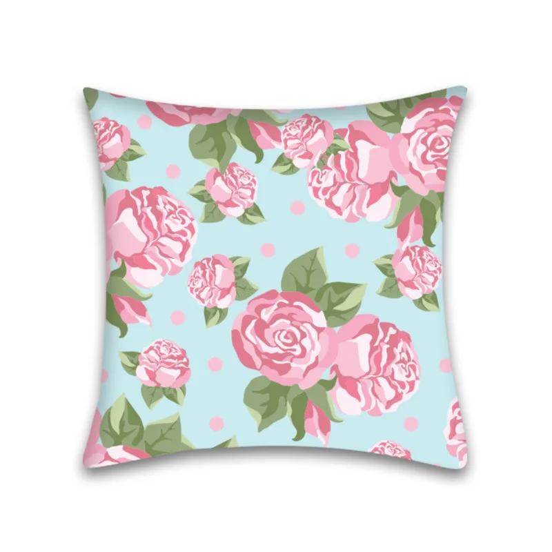 Kissenbezug Heimdeko Sofa Rote Blume Quadratische Dekoration