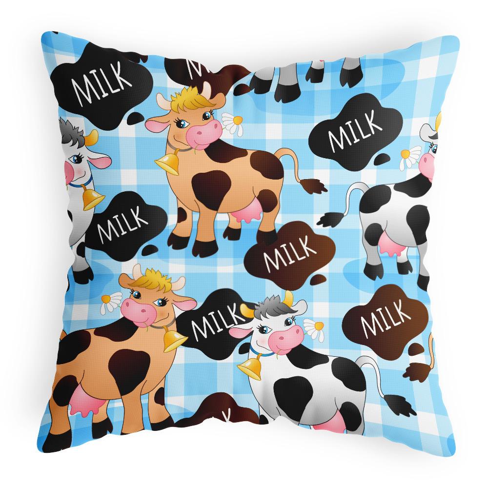 Chinese Style Sofa Cushion Cover Cartoon Animal Cute Plush Cushion Cover Chinese Style Cow Pattern Pillow Cover