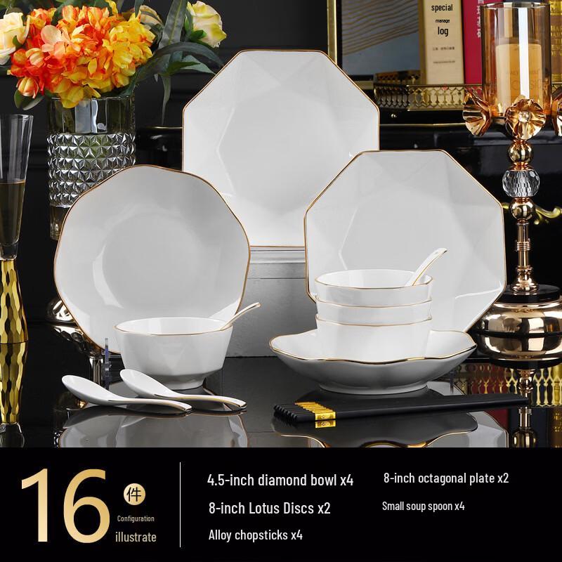 Luxury Hand-painted Gold Ceramic Dinnerware Set