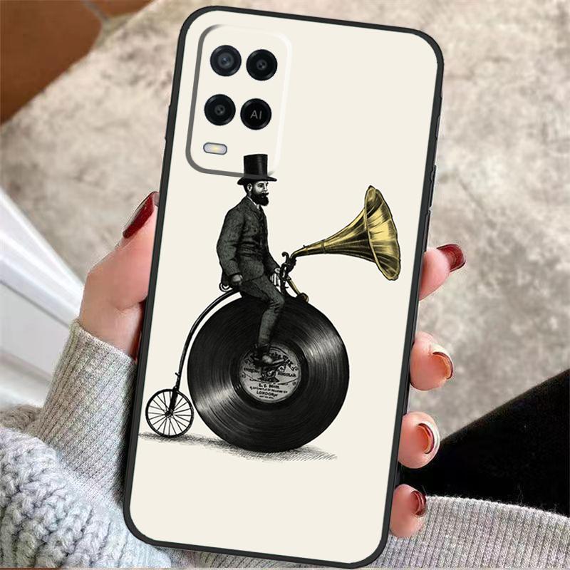 Vinyl Record Retro Case For OPPO A96 A76 A16 A98 A78 A58 A18 A15 A17 A77 A5 A9 A74 A94 A52 A72 A53S A54S A57S
