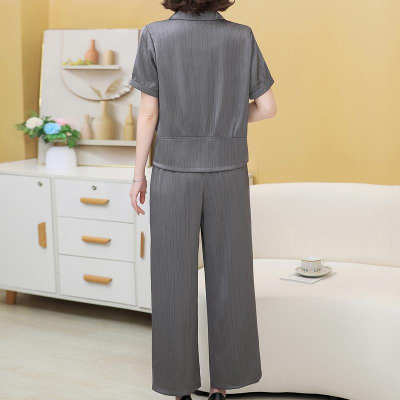 Women's Plus Size 2-Piece Set, Short Sleeve Button Top & Wide Leg Pants (XL-5XL)