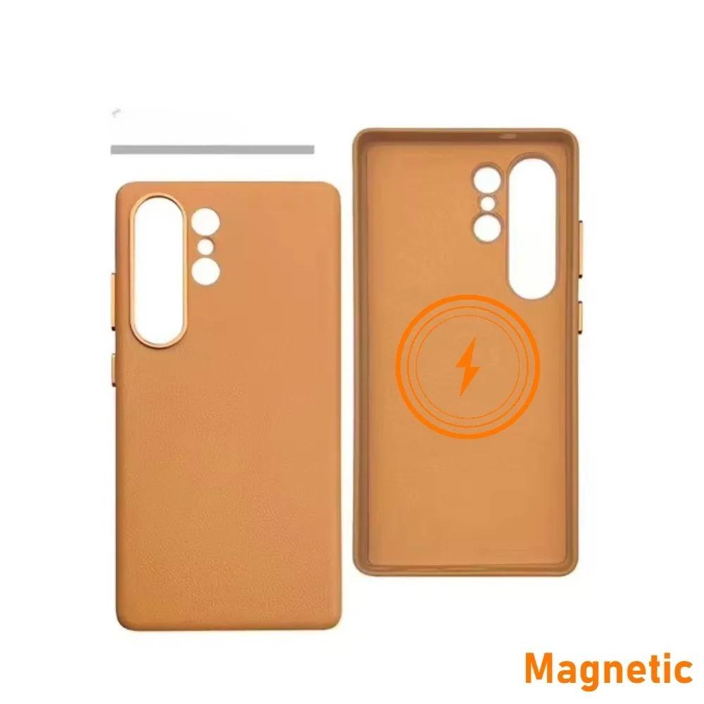 High-end Business Leather Magnetic Case for Samsung Galaxy S26 Ultra Plus S25 Ultra Wireless Charge Shockproof Protective Cover