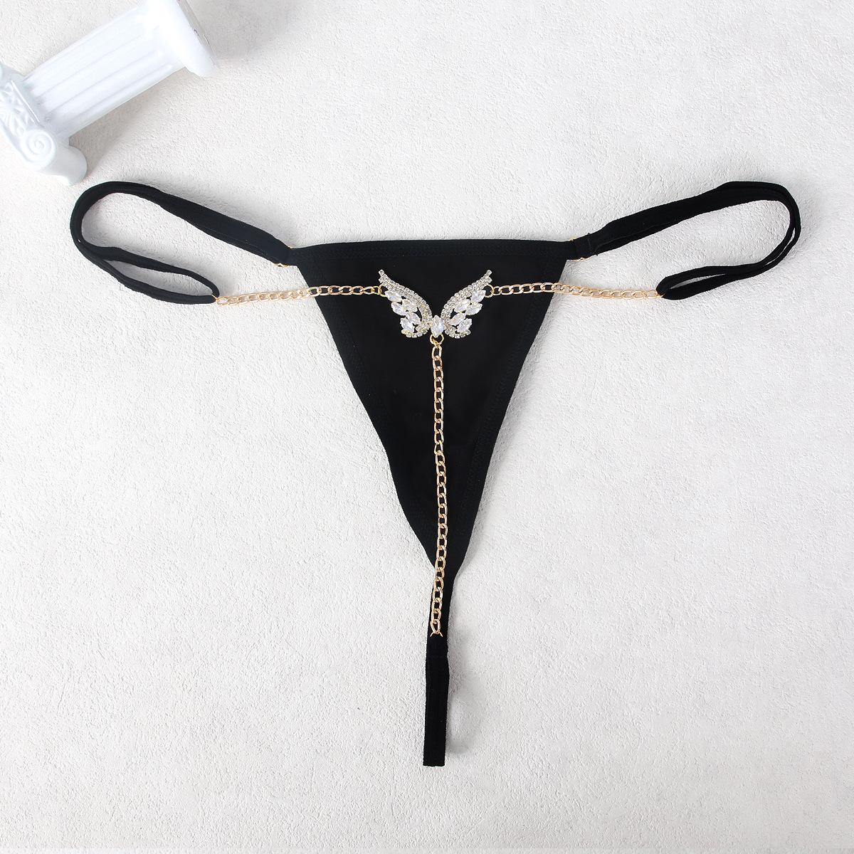

Модные трусы с узором «Бабочка» в стиле бикини со стразами, цепочка для тела, ювелирные изделия золотой