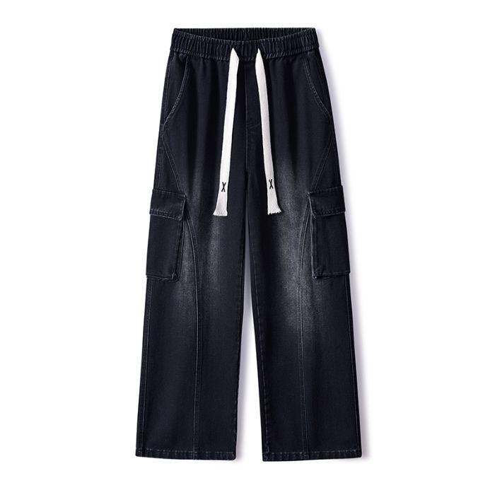 Mingge | Spring and Summer New Multi-pocket Tooling Jeans Men's American Retro Trendy Brand Loose Straight Trousers