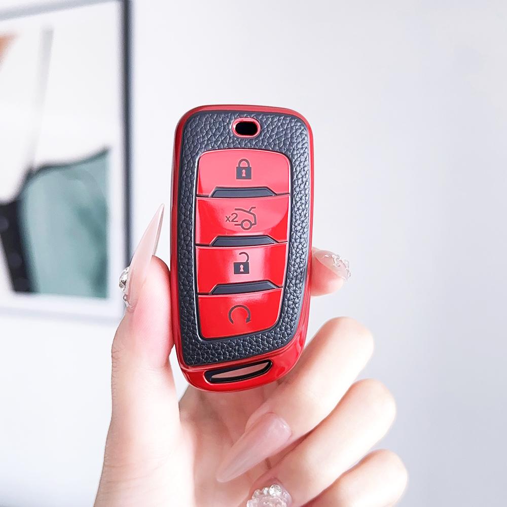 

Чехол для ключа-пульта автомобиля из ТПУ кожи для Changan CS25 CS95 CS85 CS35 plus Автомобильная оболочка Брелок Сумка Держатель Бесключевой протектор красный