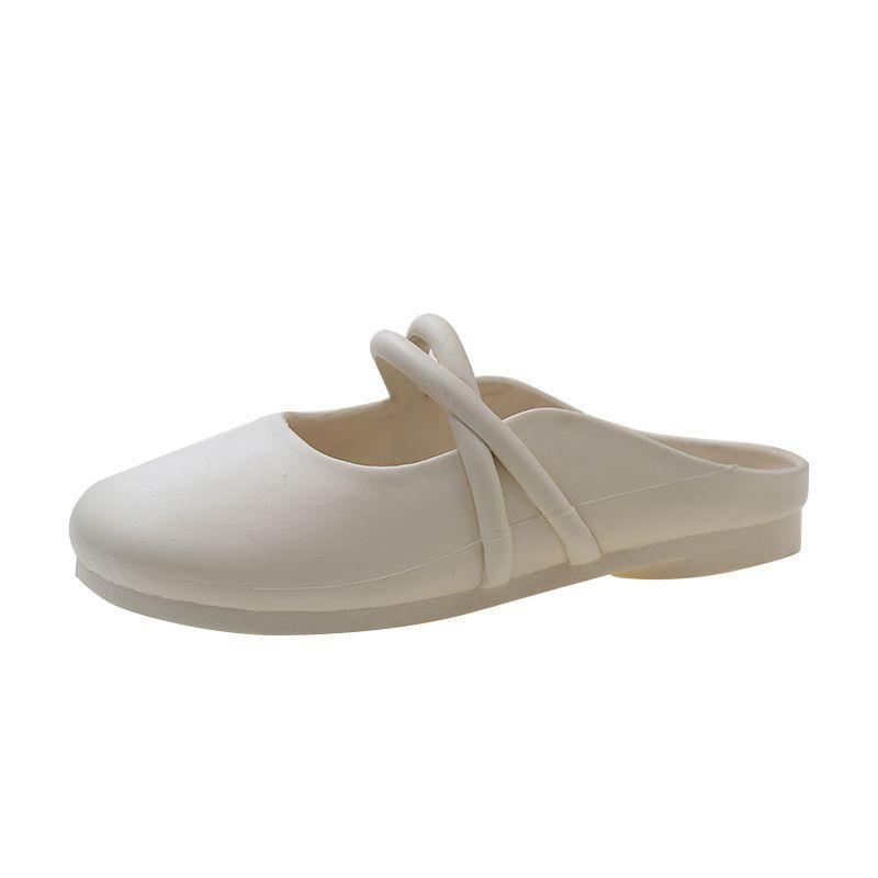 Women's Mules Flats Comfortable Backless Loafers Slip On Walking Shoes Casual Round Closed Toe Slides Dress Mules for Women Summer Ankle Strap Sandals