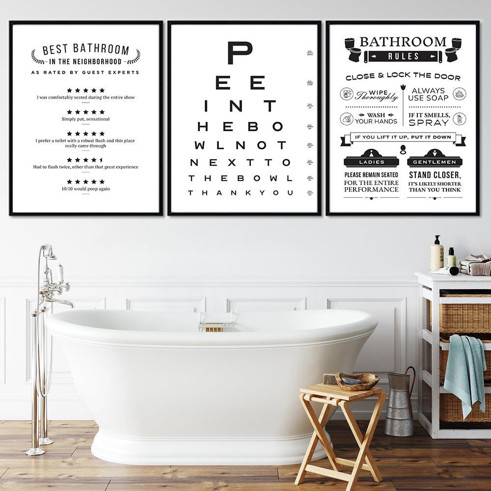 Funny Bathroom Rules Canvas Painting Bulldog Toilet Poster Nordic Butt Chart Print Toilet Humorous Wall Art Pictures Home Decor