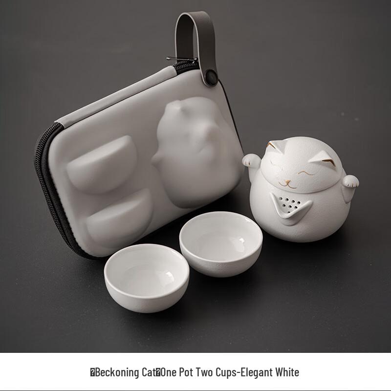 Portable Lucky Cat Ceramic Tea Set