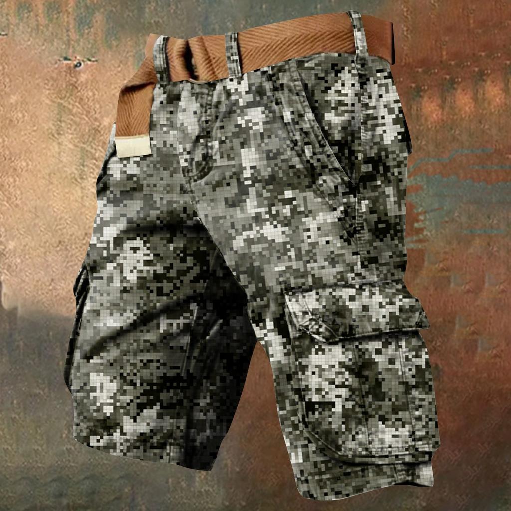 Men's Independence Day Printed Multi Pocket Workwear Shorts