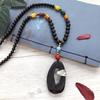 Retro Literary and Artistic Ebony Long Necklace, Men's and Women's Clothes Accessories Pendant, Versatile Sweater Chain Pendant