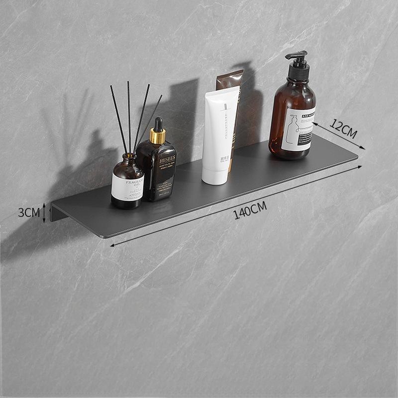 Gunmetal Gray Wall-Mounted Bathroom Storage Rack - Double Layer, No-Drill Shelves