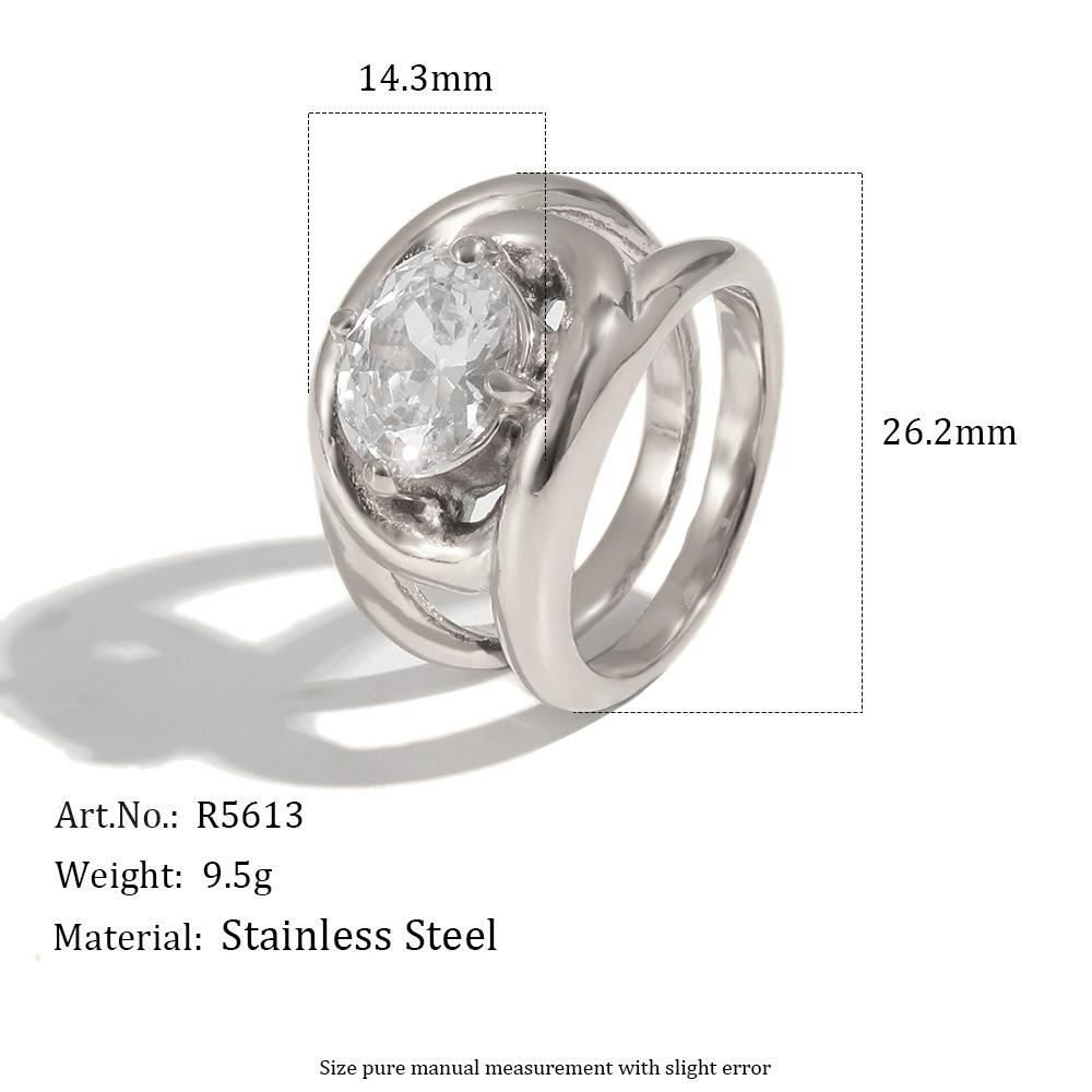

Stainless Steel Big Zircon Rings for Women 18K Gold Plated Twisted Wide Hollow Ring Wedding Engagement Party Zircon Gift 6 медный