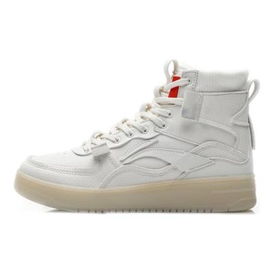 Synthetic Leather Shock Absorbing Non-Slip Wear-Resistant High-Top Sports Casual Shoes Women Sneakers White AGCP366-1