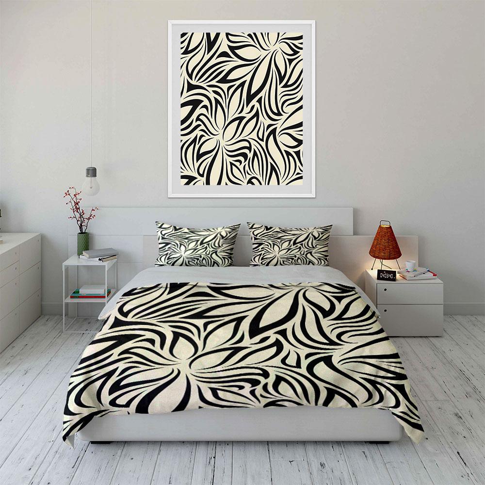Elegant Black and White Bedding Set kid's and adults' bedroom decor, Exquisite three-piece bedding set gift