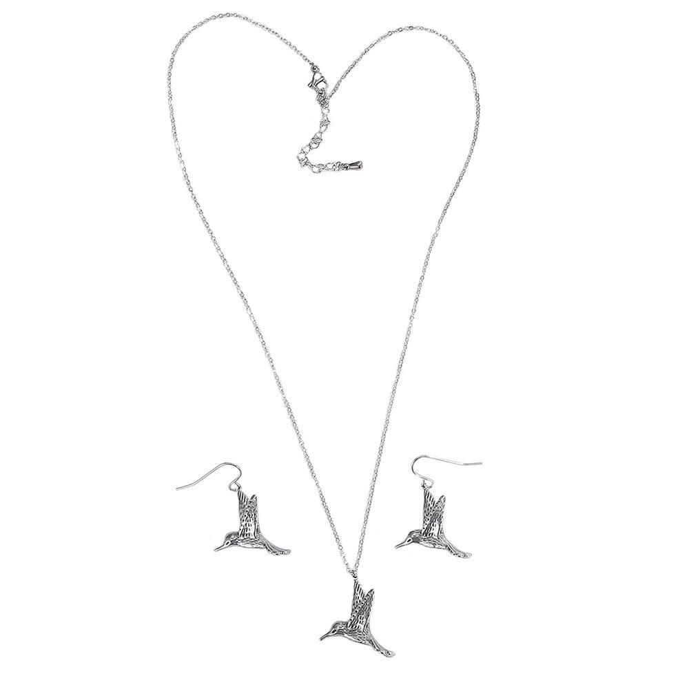 

Водонепроницаемый набор из нержавеющей стали: серьги в виде крыльев птицы и подвеска для женщин