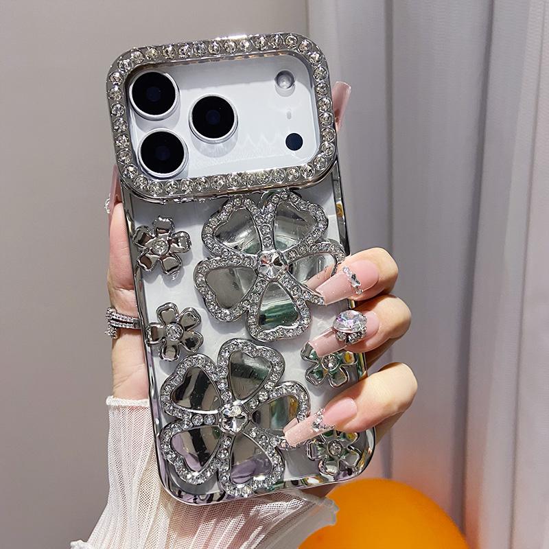 Galvanisiert Klar Bling Glitzer Farbverlauf Blumen Hülle für IPhone 17 Air 16 15 11 12 13 14 Pro Max Weiches Silikon Stoßfeste Abdeckung