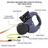 Double Retractable Dog Lead 360°No Tangle Retractable Pet Leash W/ LED