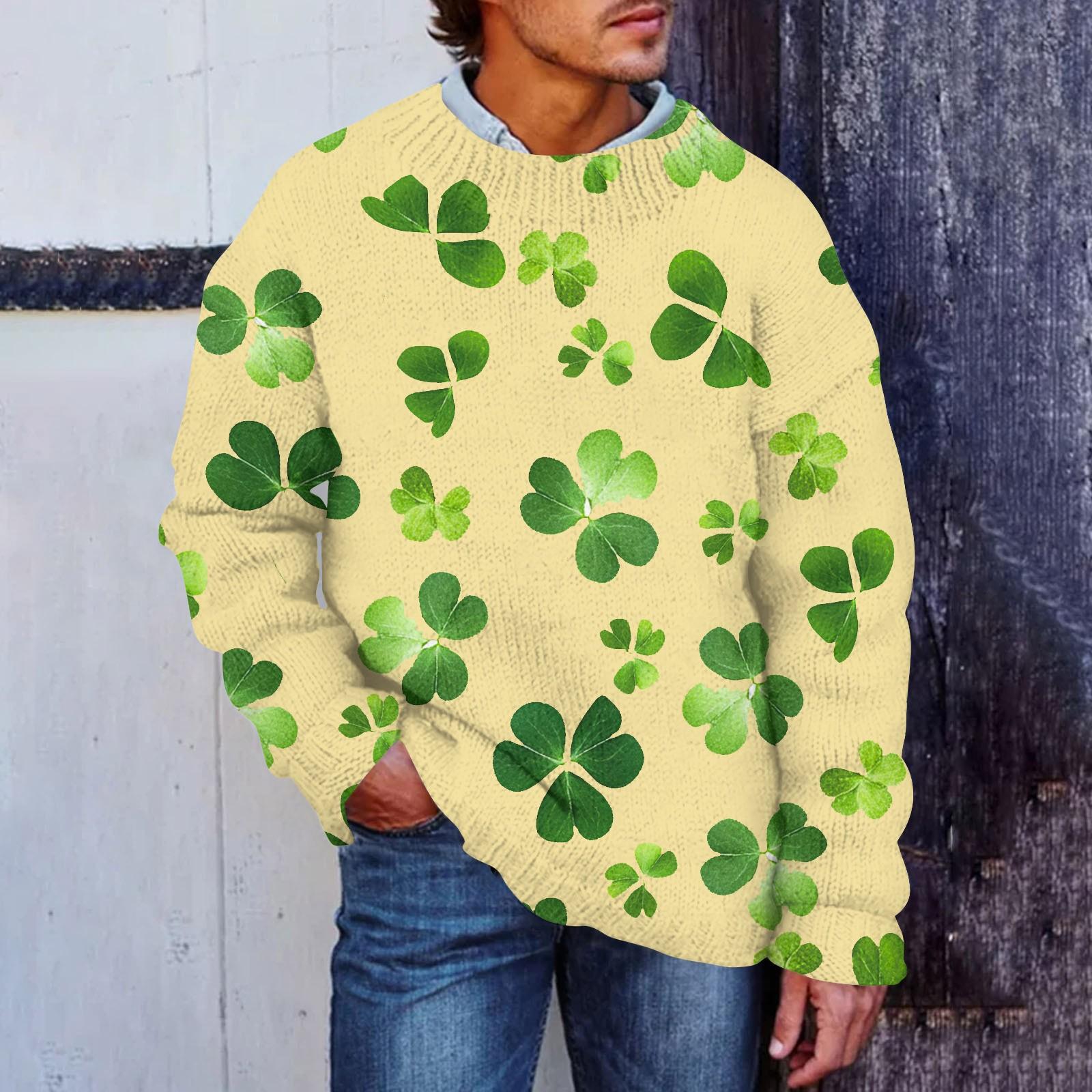 

Мужской принтованный искусственный свитер, толстовка с круглым вырезом, свободный топ с длинными рукавами XXXXXL жёлтый