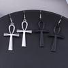 Aihua Big Steampunk Vintage Egyptian Life Ankh Cross Earrings for Women Men Gothic Personality Earrings for Women Men Jewelry