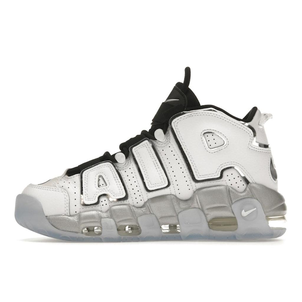 Nike  Air More Uptempo White Chrome Women Sneakers Metallic-Silver Black DV7408-100