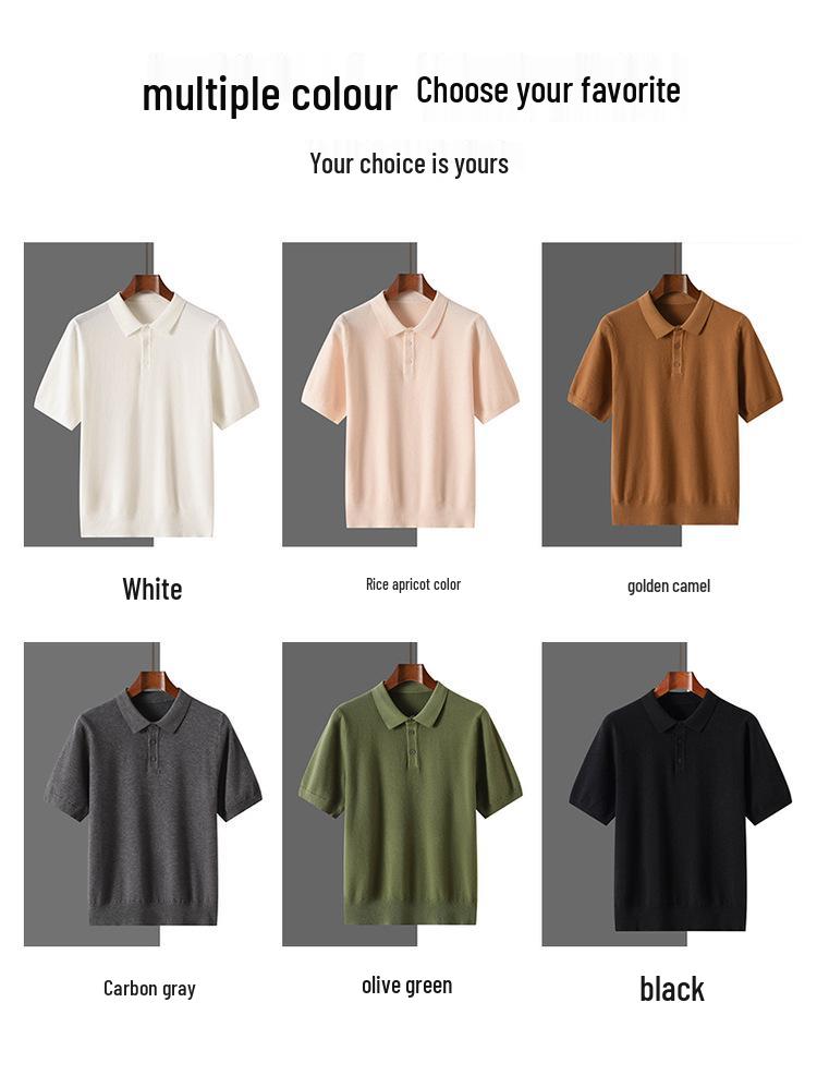 2025 Spring/Summer Andy Velvet Men's Knit Polo Minimalist Pullover Short Sleeve T-shirt