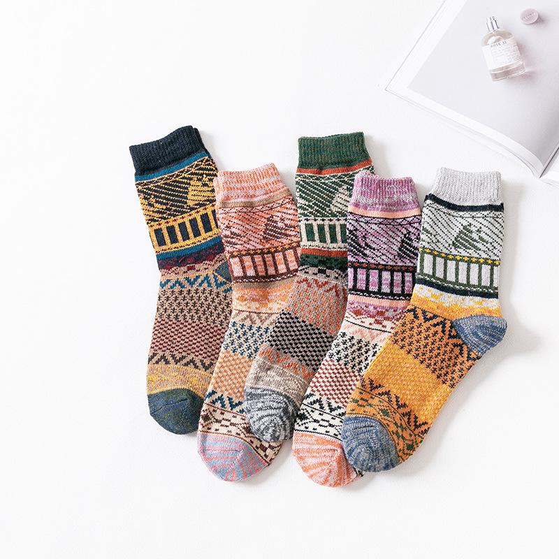 5 Pairs of Thick Woolen Socks for Men, Winter Sail Thick-lined Men's Mid-calf Socks