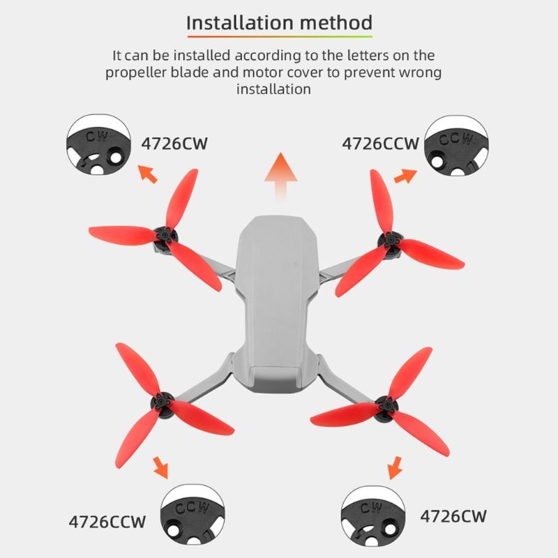 2 Pairs Drone Propellers for Mavic Mini 1 2, Replacement Propellers Low-Noise and Quick-Release 4726CW 4726CCW