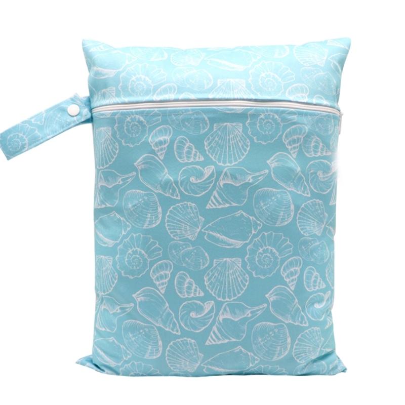 Compact & Lightweight Baby Diaper Bag Cute Cartoon Print Wet Dry Nappy Storage Bag with Handle for Fashionable Parents