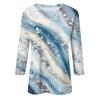 Damenmode, lässig, Rundhalsausschnitt, 3/4-Ärmel, lockeres bedrucktes T-Shirt, Damen-Top