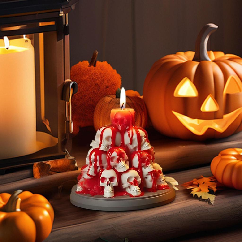 Halloween Skull Candle Mold Skull Mountain Wax Candle Making Moulds Halloween Party Casting Decoration Table Centerpiece For