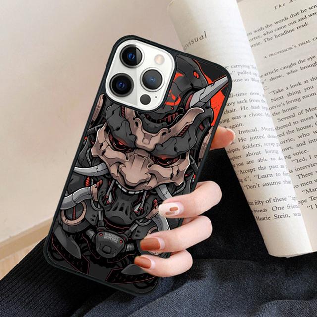 Japanese Oni Hannya Demon Mask cool Phone Case Back Cover for iPhone 17 Air 16 15 14 13 11 12 Pro Max Plus Coque