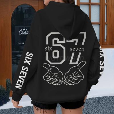 Spring Autumnn Six Seven 67 Fun Number Cartoon Hoodies Long Sleeve Men Womenn Streetwear Fashion Six Seven Unisex Hoodie