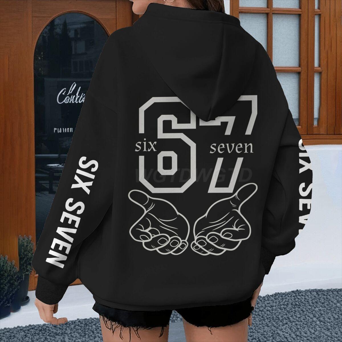 Six Seven 67 Fun Number Cartoon Kids Hoodies Long Sleeve Spring Autumnn Boys Girl Streetwear Fashion Six Seven Unisex Hoodie 100