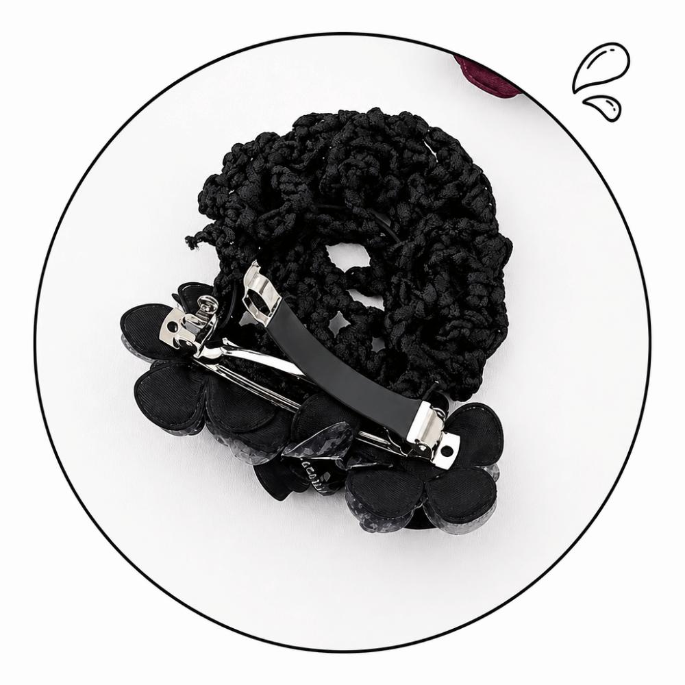 Updo Styling Tool Flower Hair Net with Spring Clip Net Pocket Headdress  For Work Use