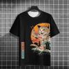 Unisex 2024 T Shirt Men Women Japanese Samurai Cat 3d Printed T Shirts For Casual Fashion Funny Shirt Top Tee Men Clothing