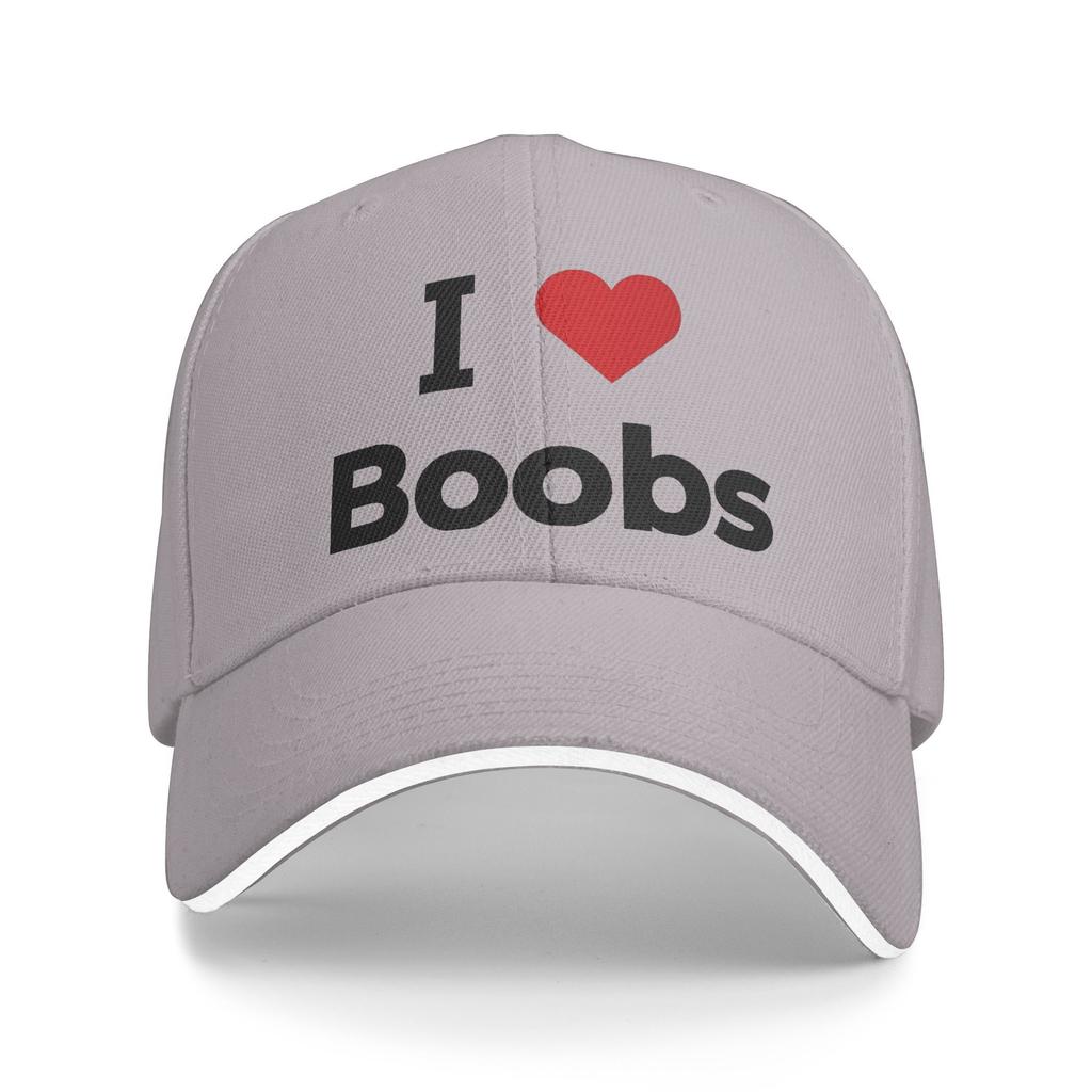 Funny I Love Heart Boobs Boobies Casual Baseball Cap Joke Outdoor Sports Hip Hop Hats Summer Sun-Proof Unisex Adult Baseball Caps