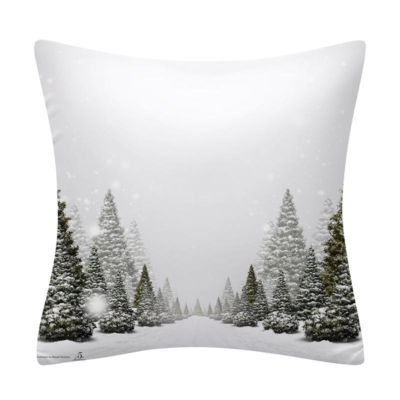 Snow Christmas Pillowcase Blue and White Printed Cushion Cover Snowflake  Tree Throw